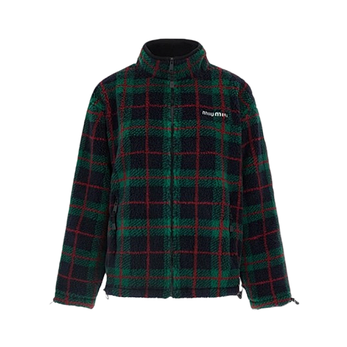 Miu Miu Plaid Velvet Solid Color Coat