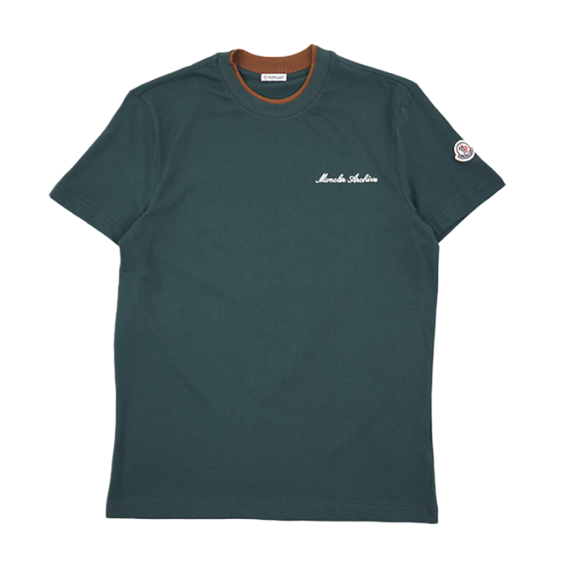 Color-block Collar T-shirt With Letter Embroidery