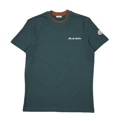 Color-block Collar T-shirt With Letter Embroidery