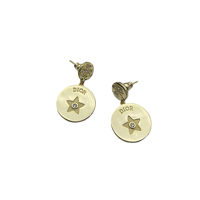 Star-shaped Round Rhinestone Stud Earrings