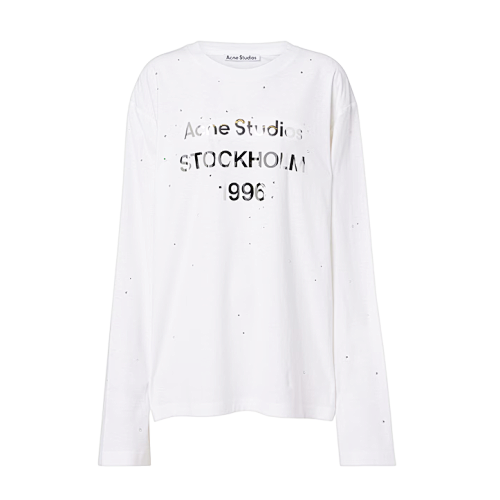 Series Rhinestone Printed Distressed Long Sleeve