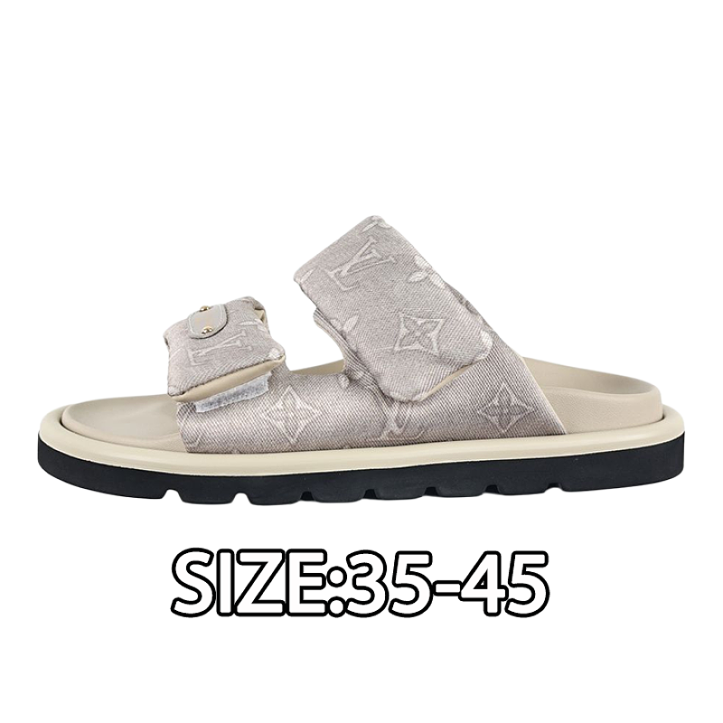 Louis Vuitton Two-strap Slippers Light Gray With Old Floral Pattern