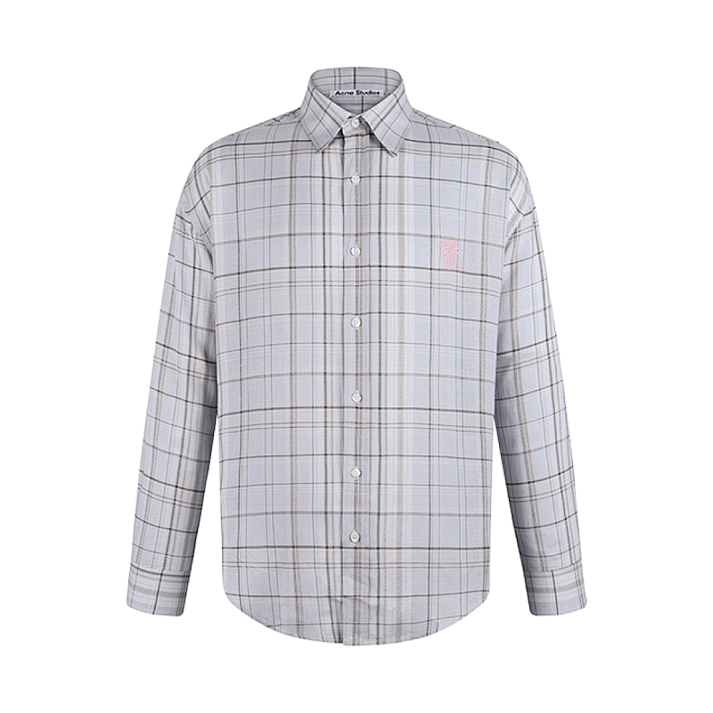 Acne Studios Embroidered Linen Plaid Shirt