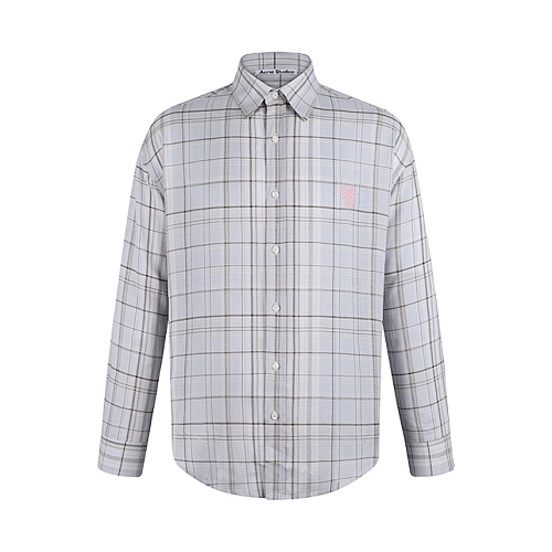 Acne Studios Embroidered Linen Plaid Shirt