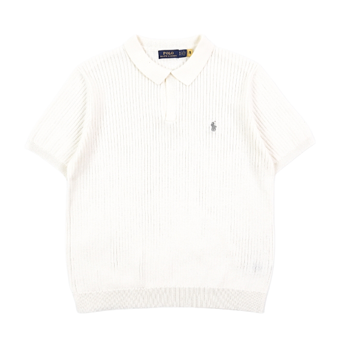 Vertical Striped Polo - White