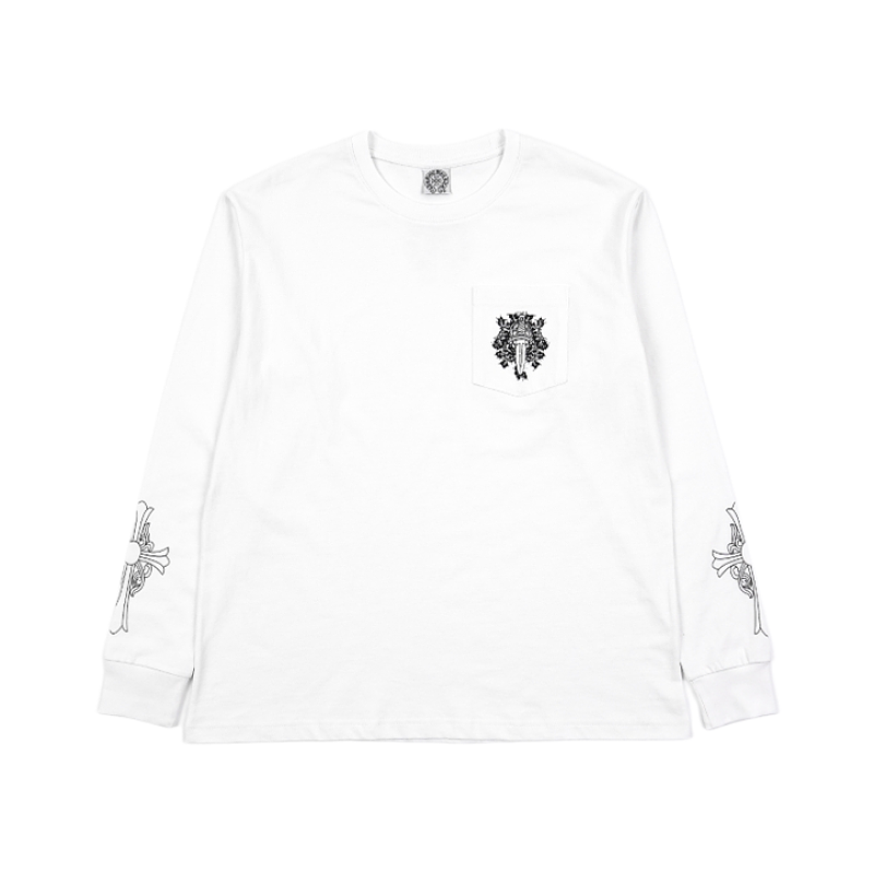 Long-sleeve Pocket Vine Sword Printed Top
