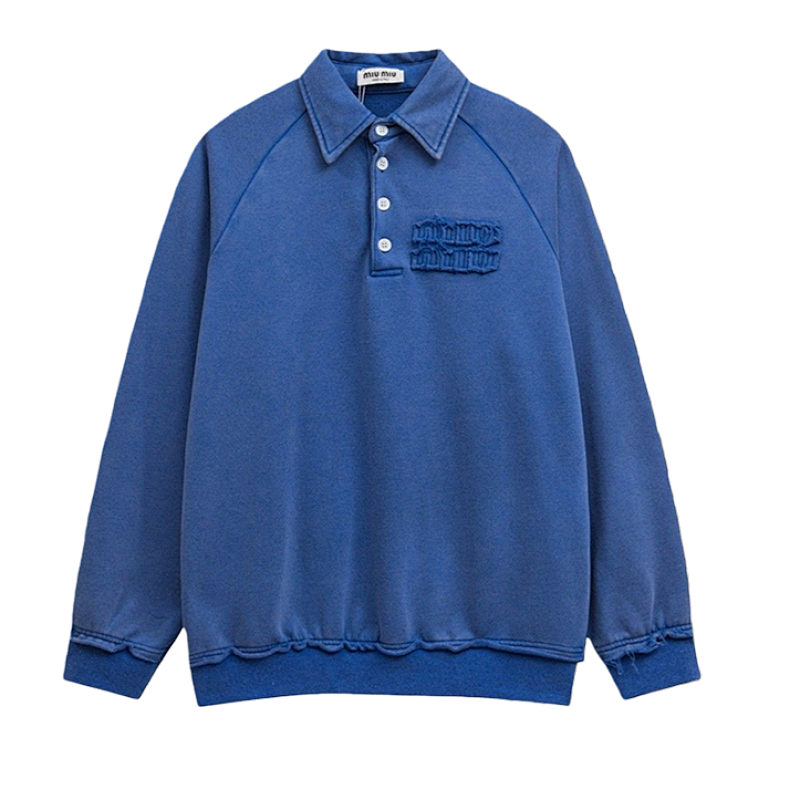 Washed Distressed Klein Blue Sweatshirt