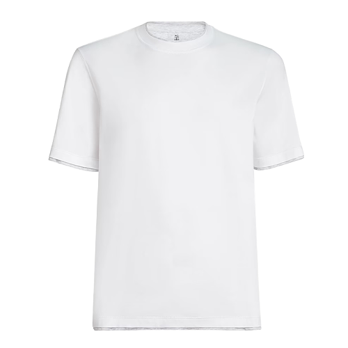 Silk-Gloss Cotton Fake Two-Piece Short Sleeve
