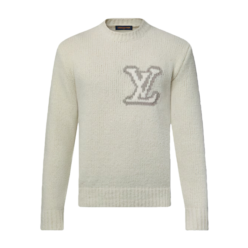 Solid Color Letter Intarsia Pullover Sweater