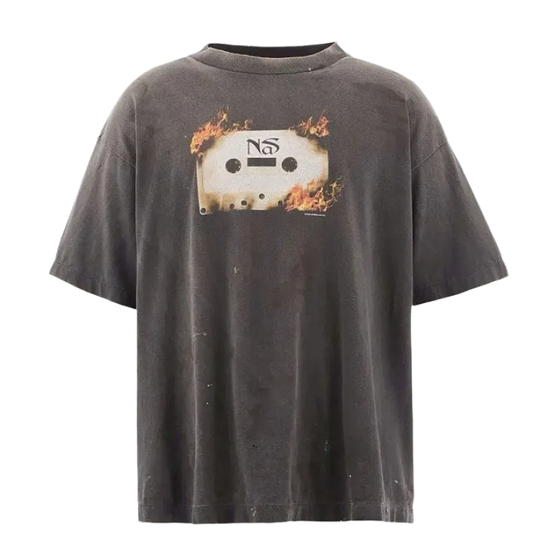 Flame Tape Radio Print Short-Sleeve