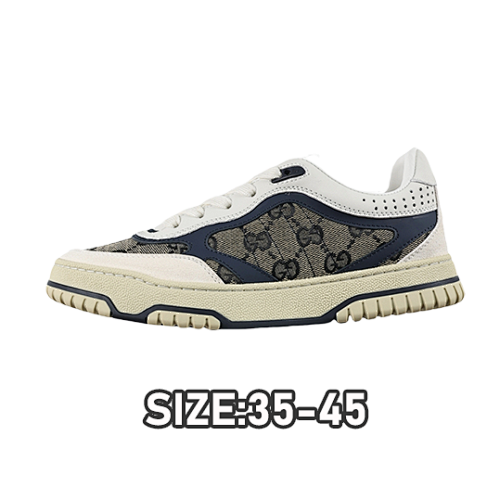 Gucci G Ucci Re-Web Leather SneakersLow-top All-match White Sports Sneakers