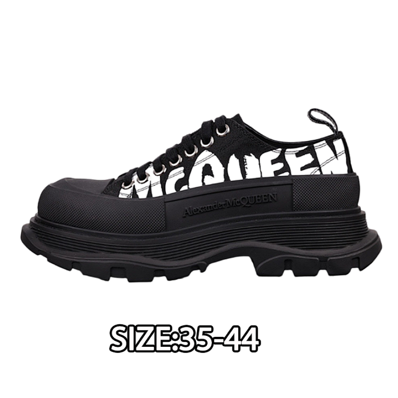Alexander McQueen Lace-Up Leather Height-Increasing Black Graffiti Print