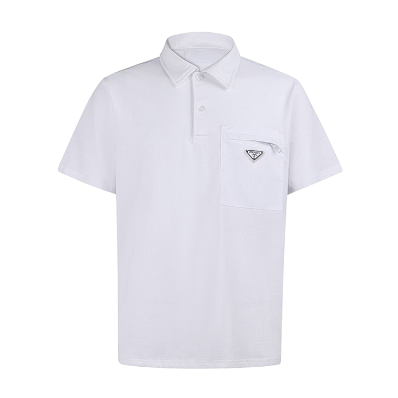Prada Cotton Loose-fitting Short-sleeved Polo Shirt With Chest Pocket
