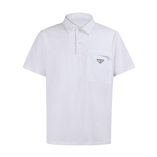 Prada Cotton Loose-fitting Short-sleeved Polo Shirt With Chest Pocket