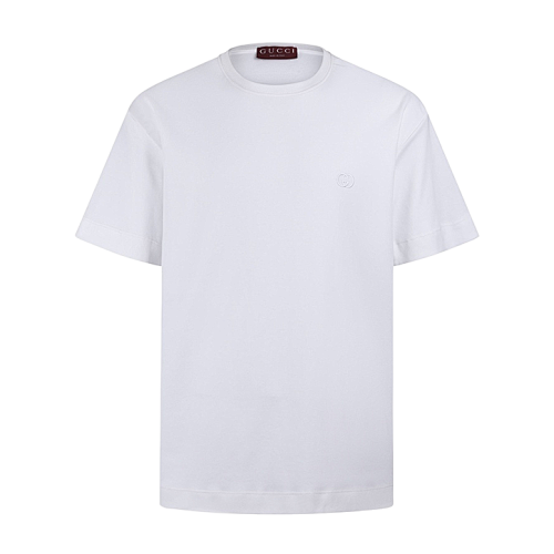 Crew Neck Double G Interlocking Embroidered Knit Cotton T-shirt