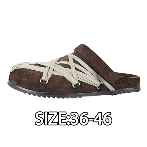 Calf Leather Crazy Strappy Toe Slippers