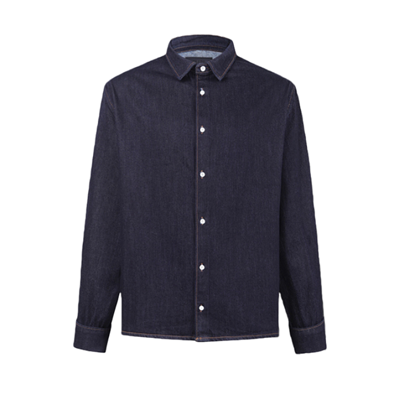 P Collared Loose Long-Sleeved Denim Jacket