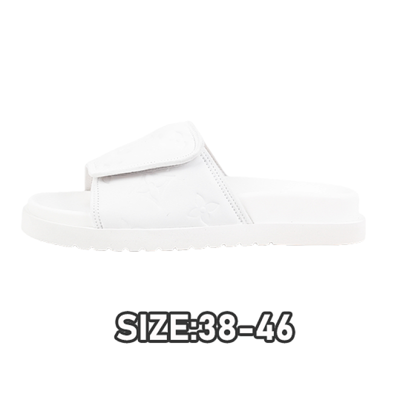 39 L V Miami Damier Round Toe Flip Flops White