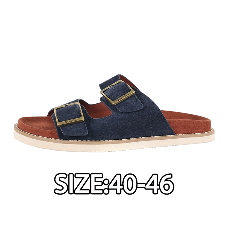 Platform Suede Flip-Flops Blue Brown