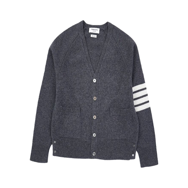 TB Four-stripe Wool Crew Neck Sweater - Elegant Gray