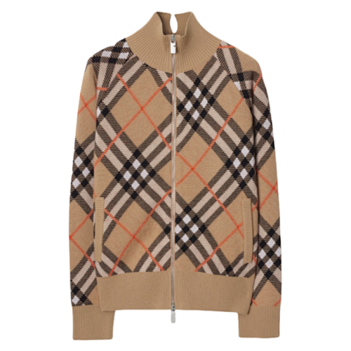 Burberry Plaid Zipper Jacket Sweater