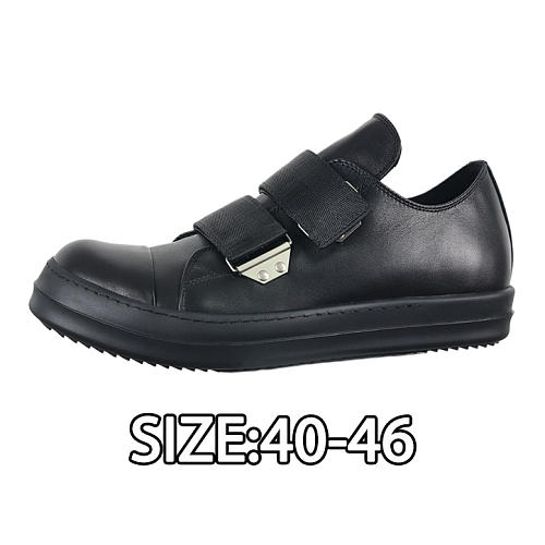 Calf Leather Velcro Sneakers Black