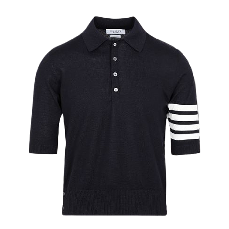 Four-stripe Five-button Short-sleev