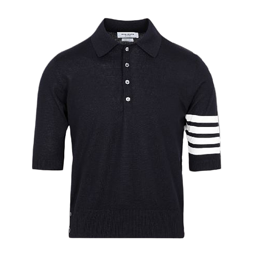 Four-stripe Five-button Short-sleev