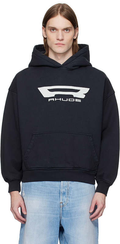 Rhude Black Campione Hoodie