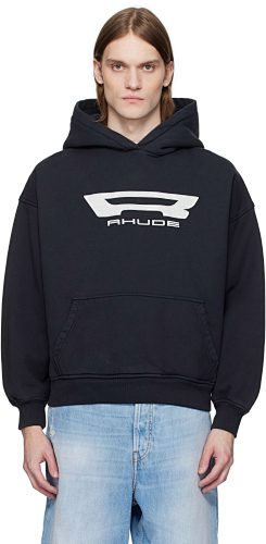 Rhude Black Campione Hoodie