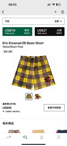 Eric Emanuel EE Basic Short Yellow Black Plaid