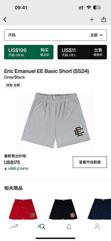 Eric Emanuel EE Basic Short Grey Black