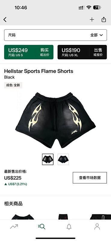 Hellstar Sports Flame Shorts Black