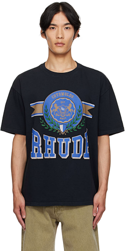 Rhude Black 'Cotswold' Crest T-shirt