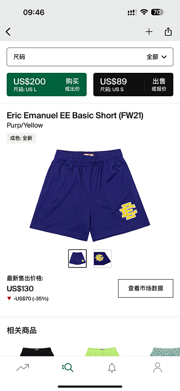 Eric Emanuel EE Basic Short Purp Yellow