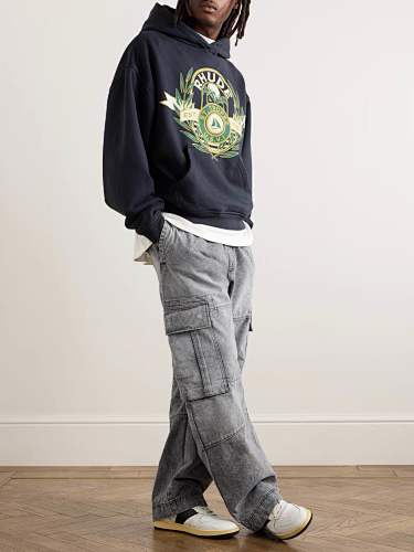 Rhude Logo Print Cotton Jersey Hoodie