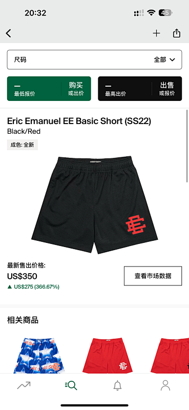 Eric Emanuel EE Basic Short Black Red