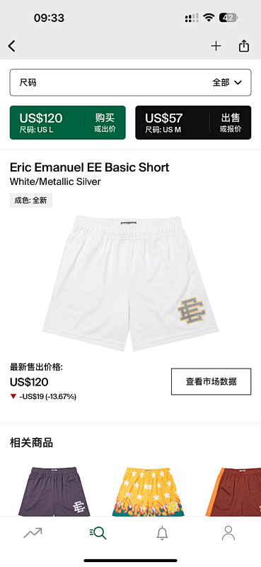 Eric Emanuel EE Basic Short White Metalic Silver