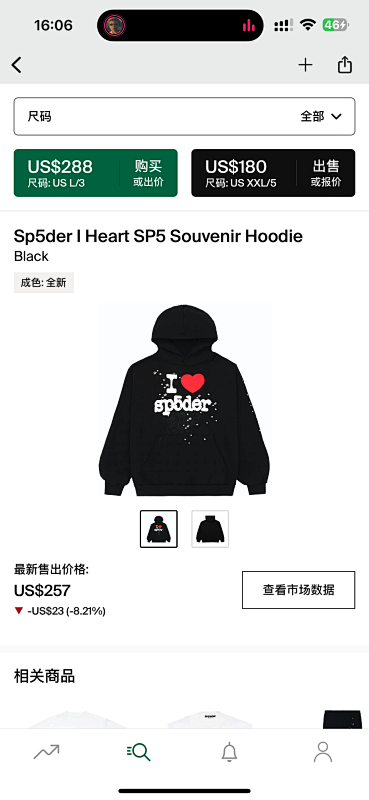Sp5der IHeart SP5 Souvenir Hoodie Black