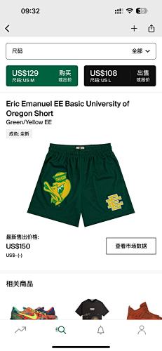 Eric Emanuel EE Basic University Of Oregon Short Green Yellow EE