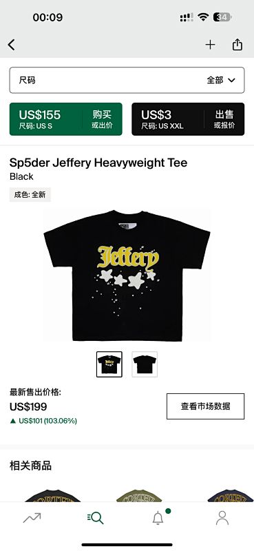 Sp5der Jeffery Heavyweight Tee Black