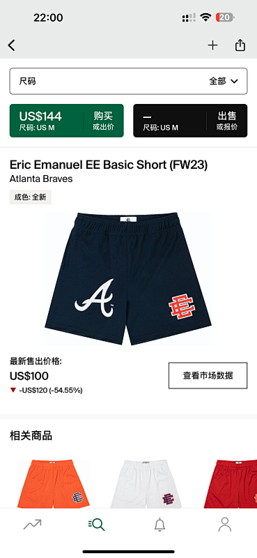 Eric Emanuel EE Basic Short Atlanta Braves