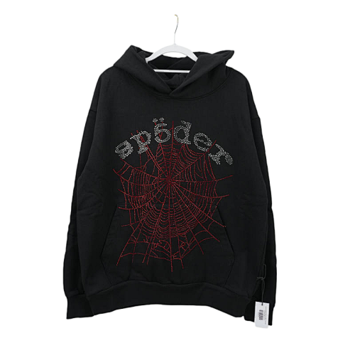 Sp5der Rhinestone OG Web V2 HoodieBlack