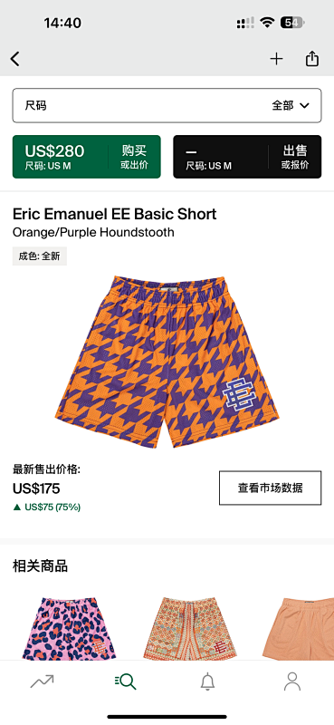 Eric Emanuel EE Basic Short Orange Purple Houndstooth