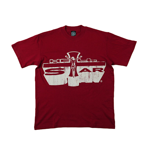 Hellstar Studios Jesus Emblem Short Sleeve Tee Shirt Blood Red