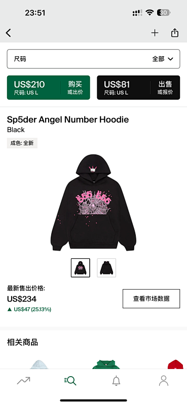 Sp5der Angel Number Hoodie Black