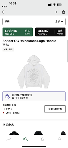 Sp5der Rhinestone Logo Hoodie White