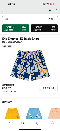 Eric Emanuel EE Basic Short Blue Daisies Yellow