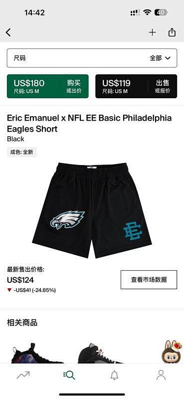 Eric Emanuel X Nfl EE Basic Philadelphia Eagles Short Black
