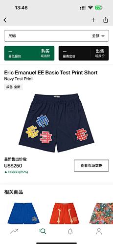 Eric Emanuel EE Basic Test Print Short Navy Test Print